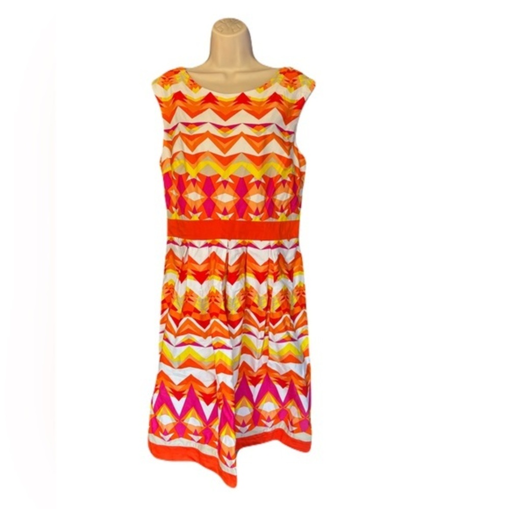 Sandra Darren Colorful Chevron Midi Dress